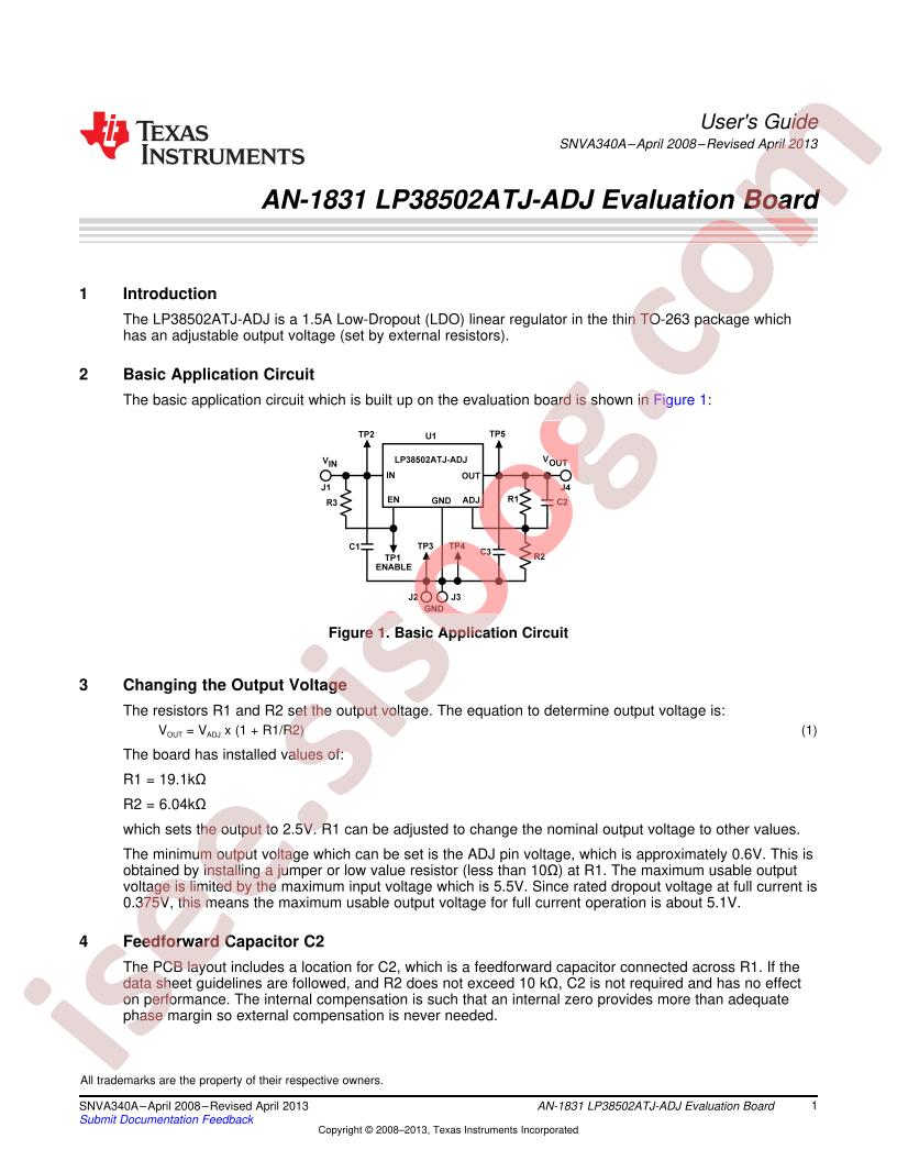 LP38502ATJ-ADJ Eval Board