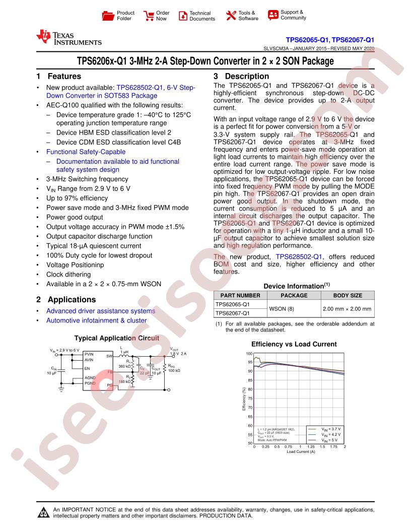 TPS62065-Q1, TPS62067-Q1