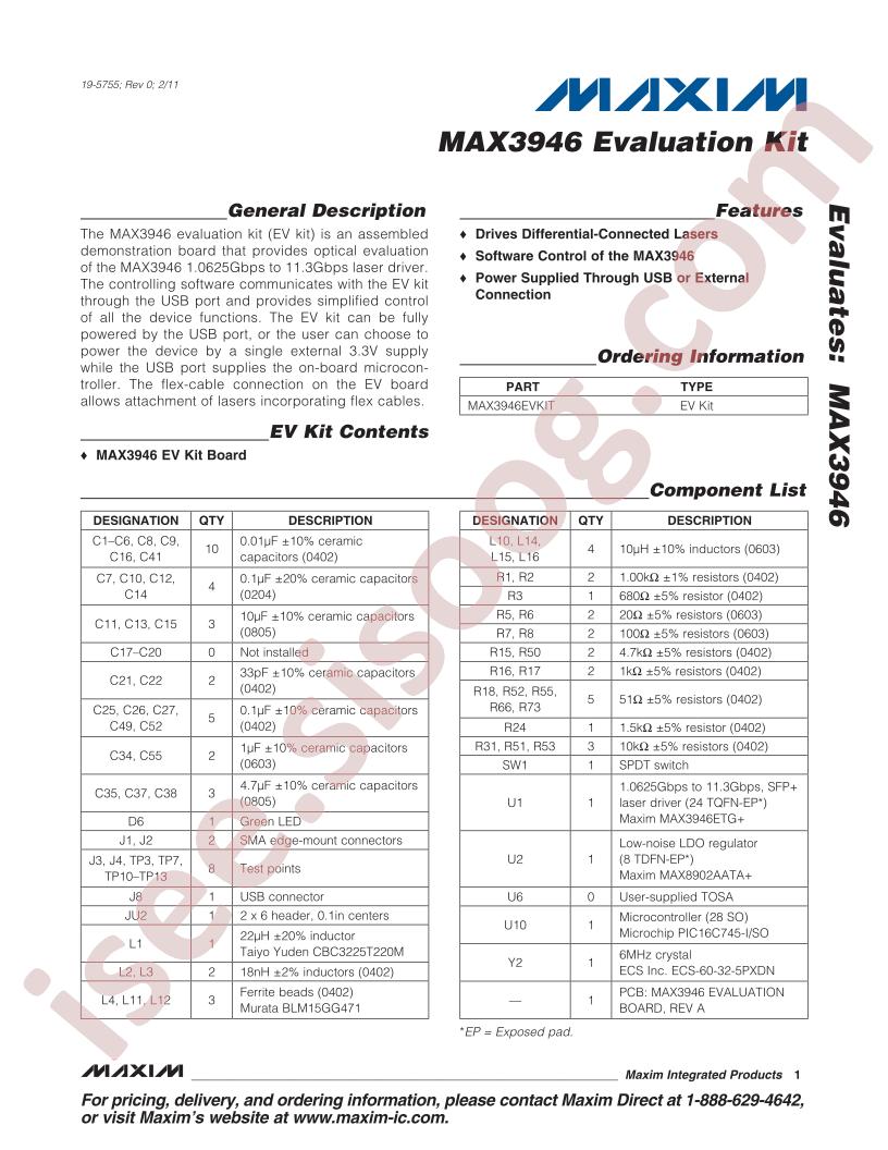 MAx3946 Evaluation Kit