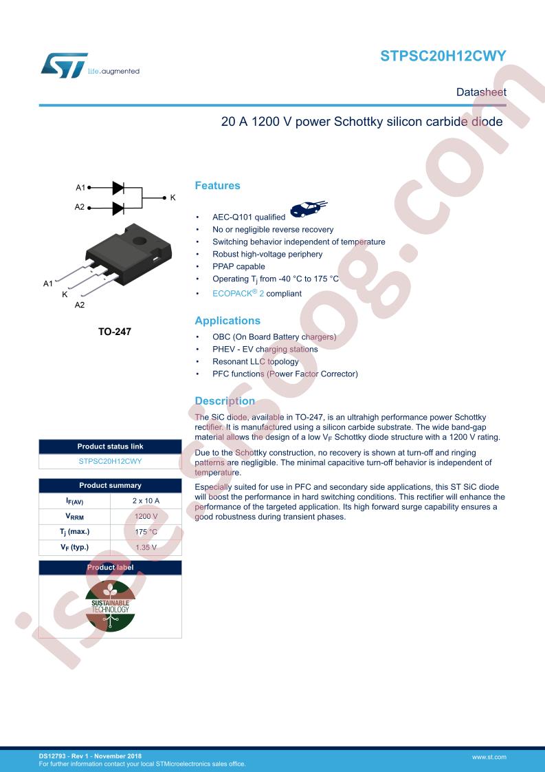 STPSC20H12CWY Datasheet