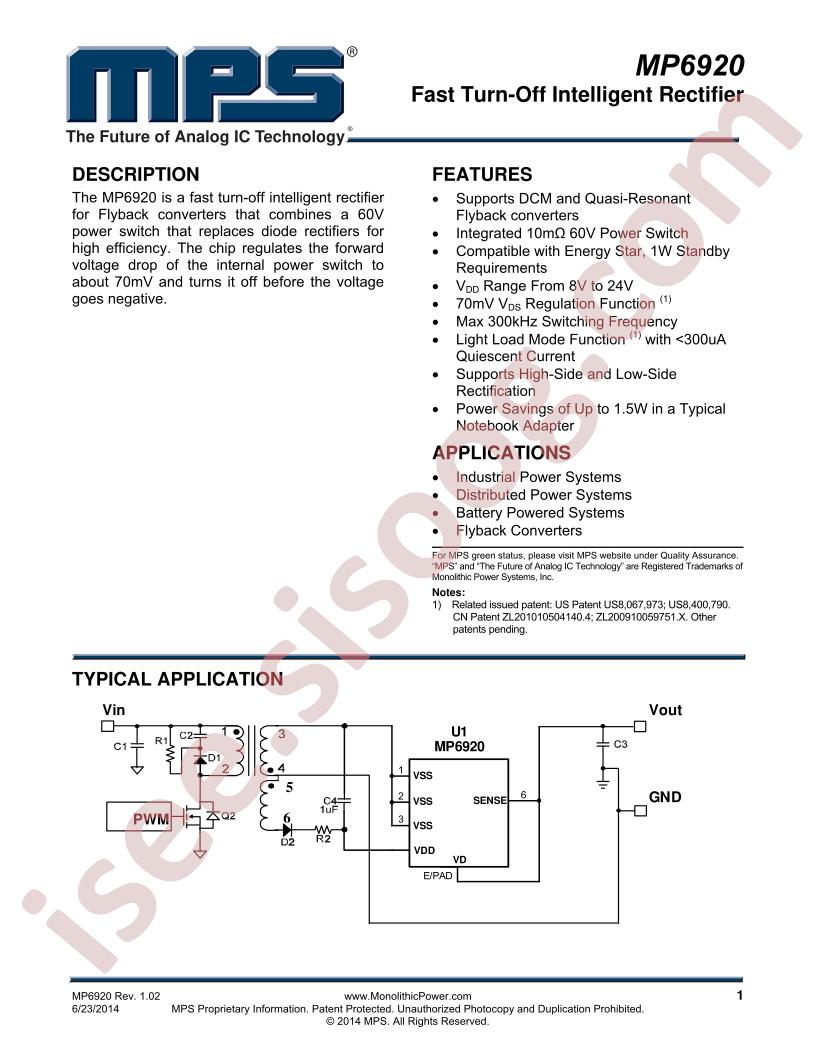 MP6920 Datasheet