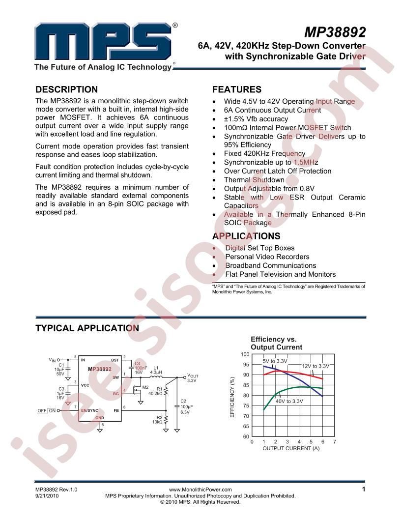 MP38892 Datasheet