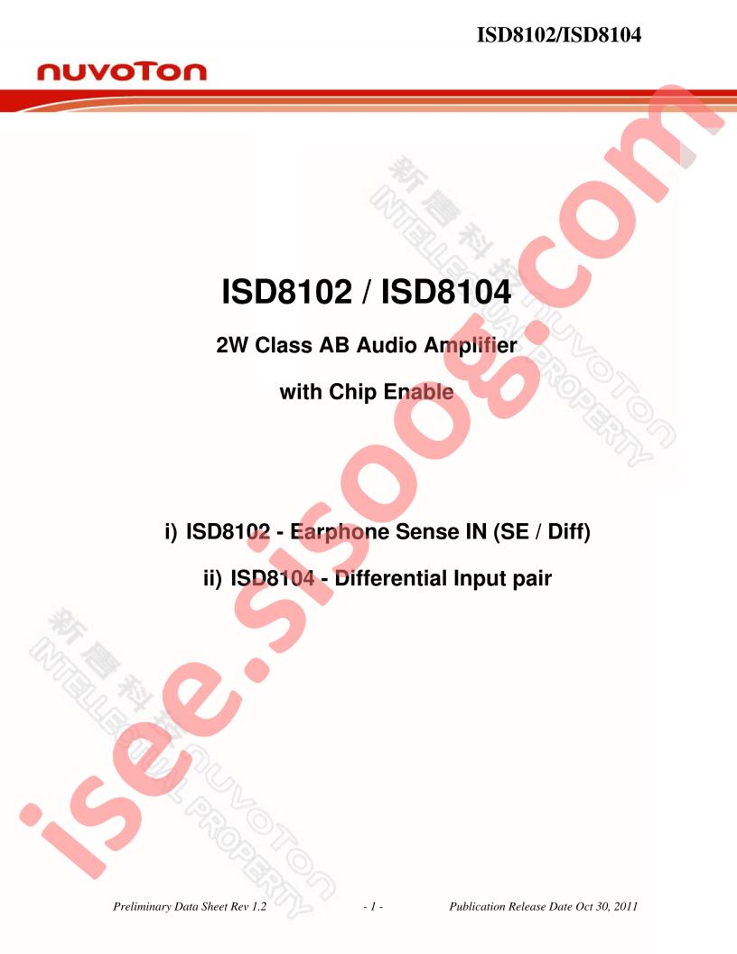 ISD8102, ISD8104 Datasheet