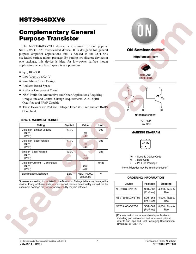 NST3946DXV6T1,5
