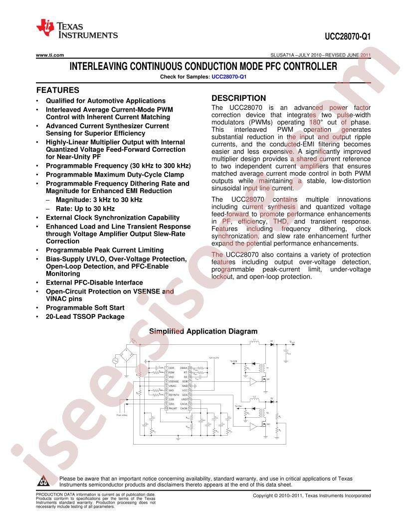 UCC28070-Q1 Datasheet