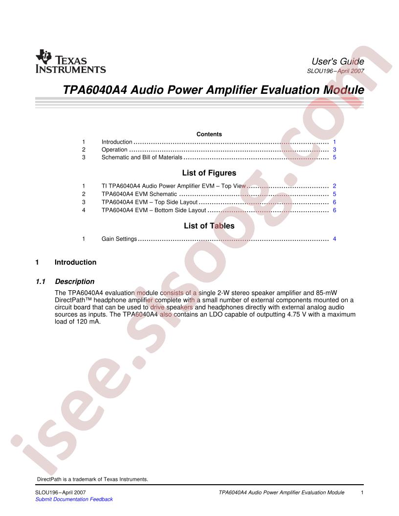 TPA6040A4 Guide