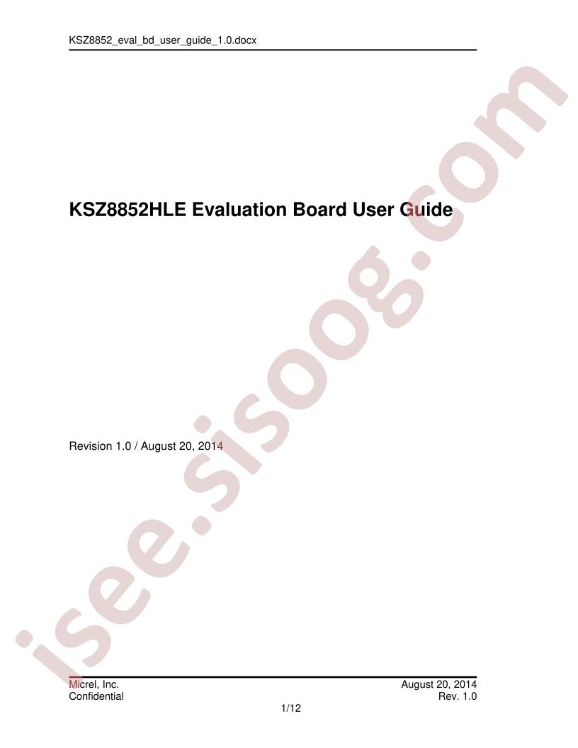 KSZ8852HLE-EVAL User Guide