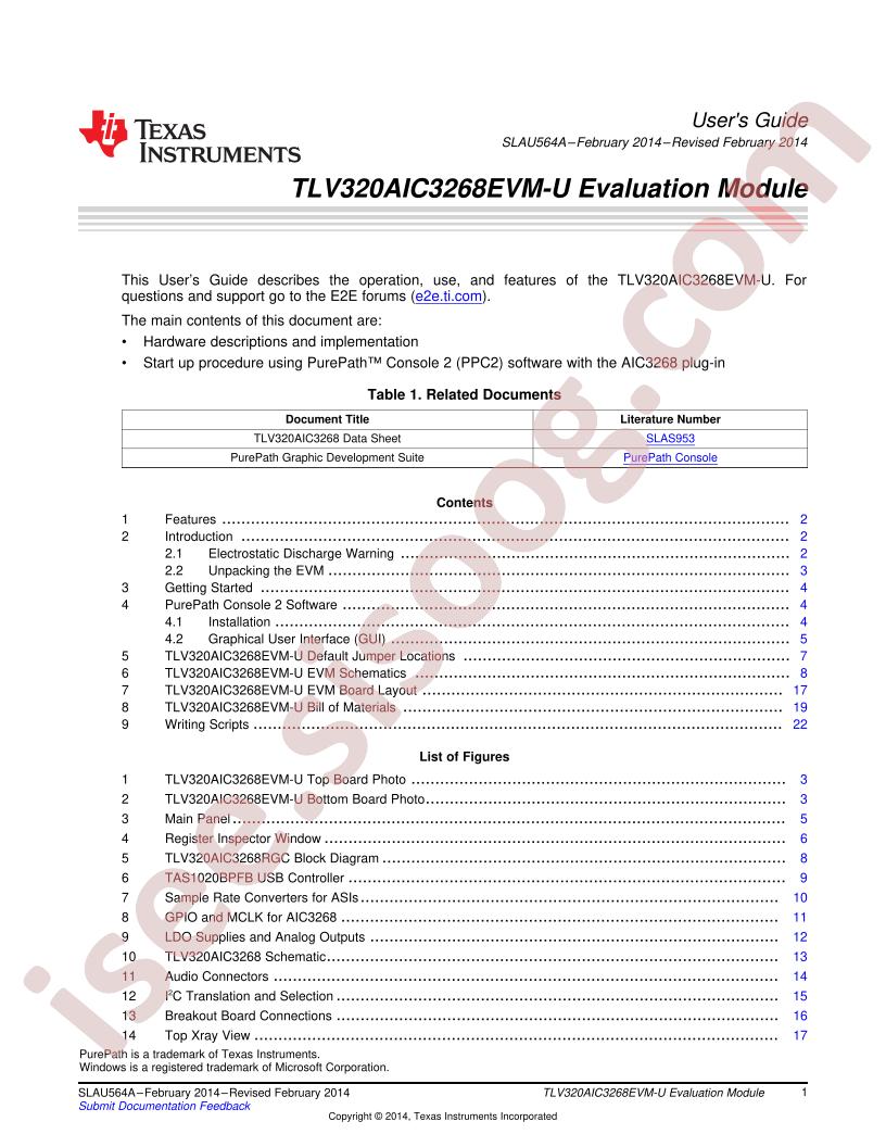 TLV320AIC3268EVM-U User Guide