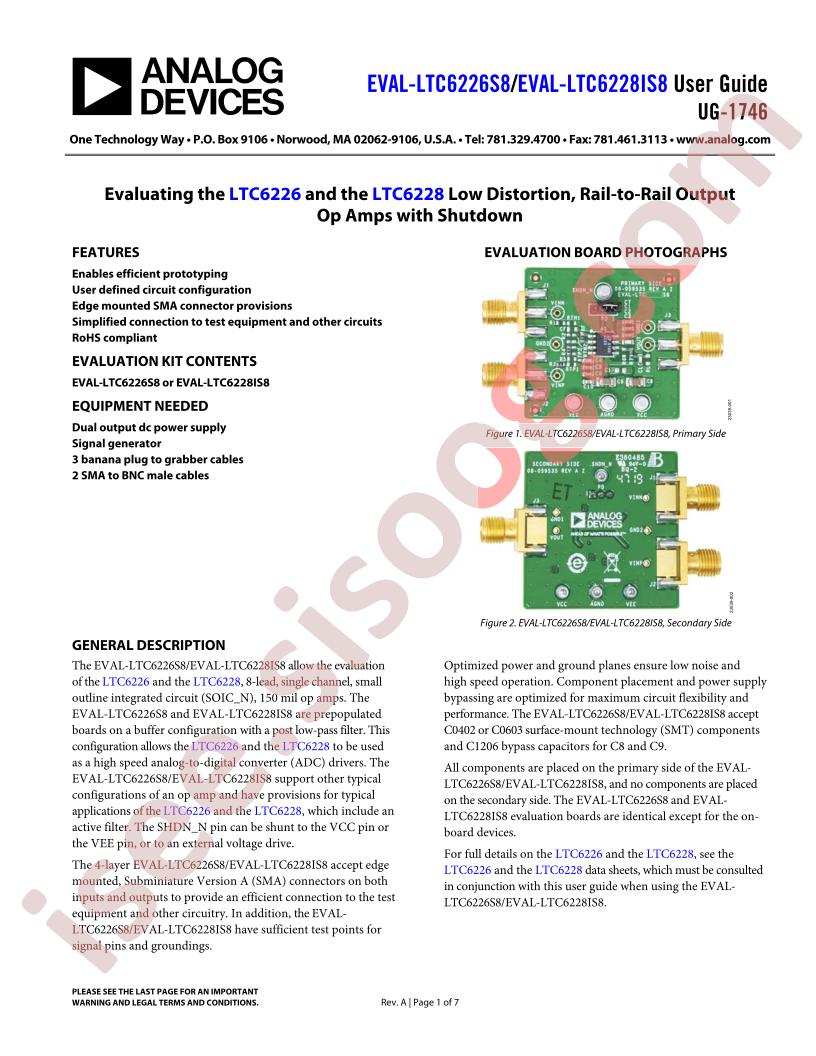 EVAL-LTC6226S8/EVAL-LTC6228IS8 Guide