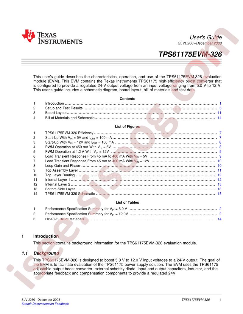 TPS61175EVM-326 Guide