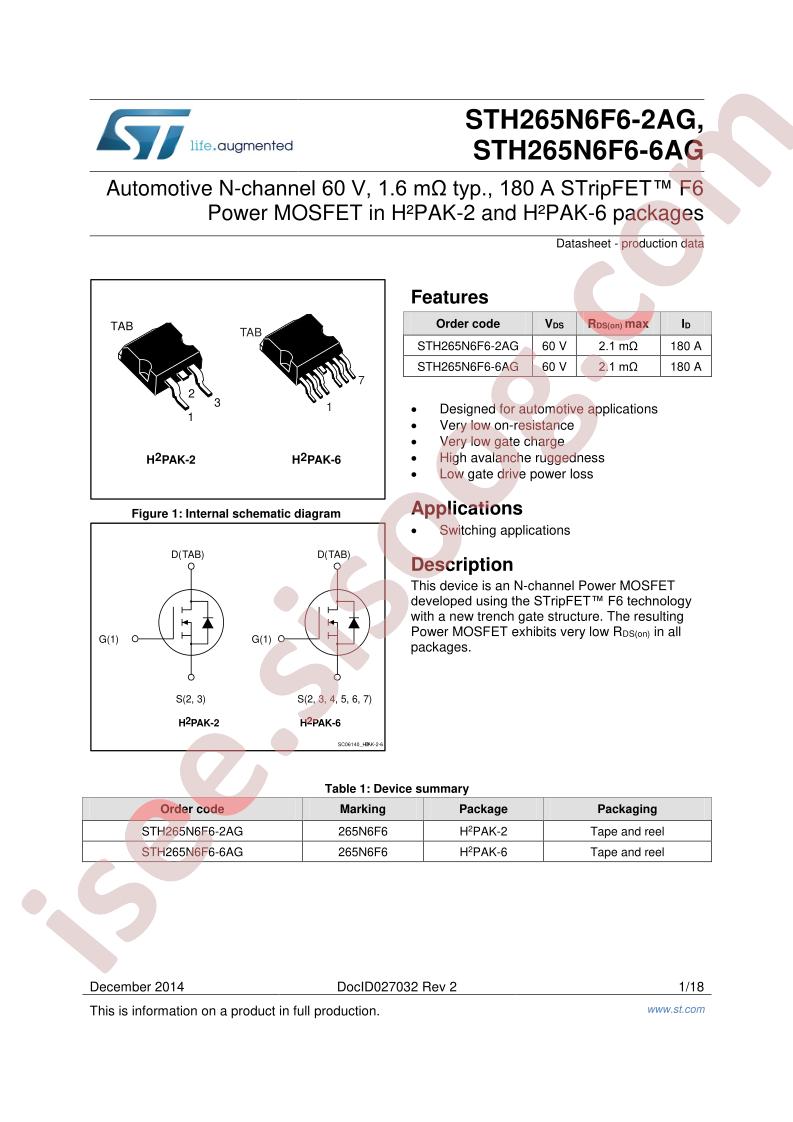 STH265N6F6-2AG/6AG