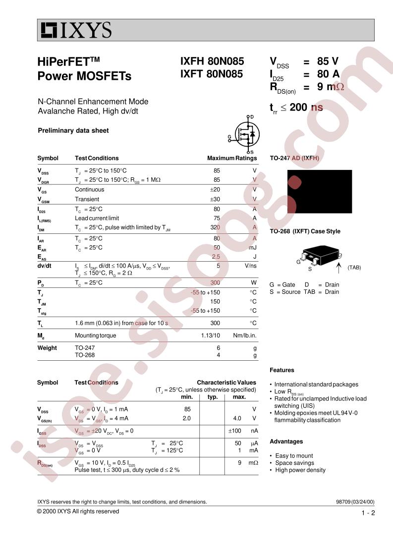 IXF(H,T)80N085