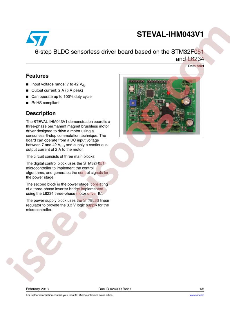 STEVAL-IHM043V1 Data Brief