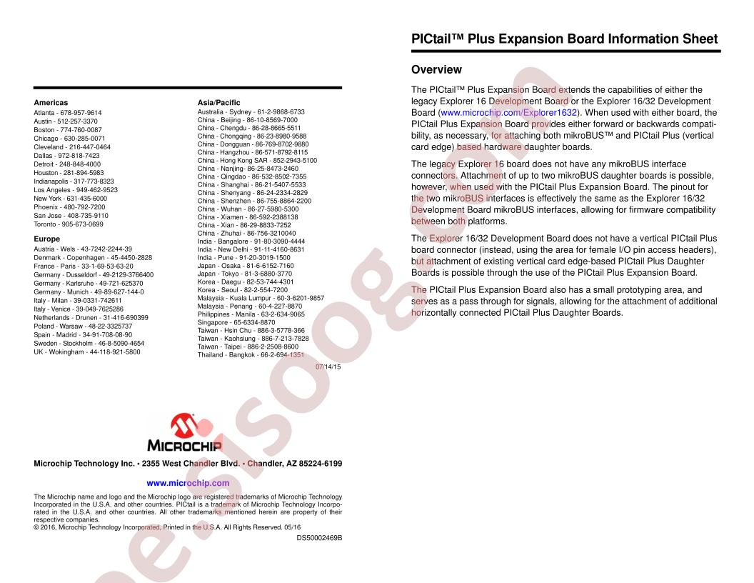 PICtail™ Plus Expansion Board Info Sheet