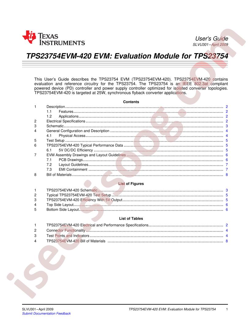 TPS23754EVM-420 User Guide