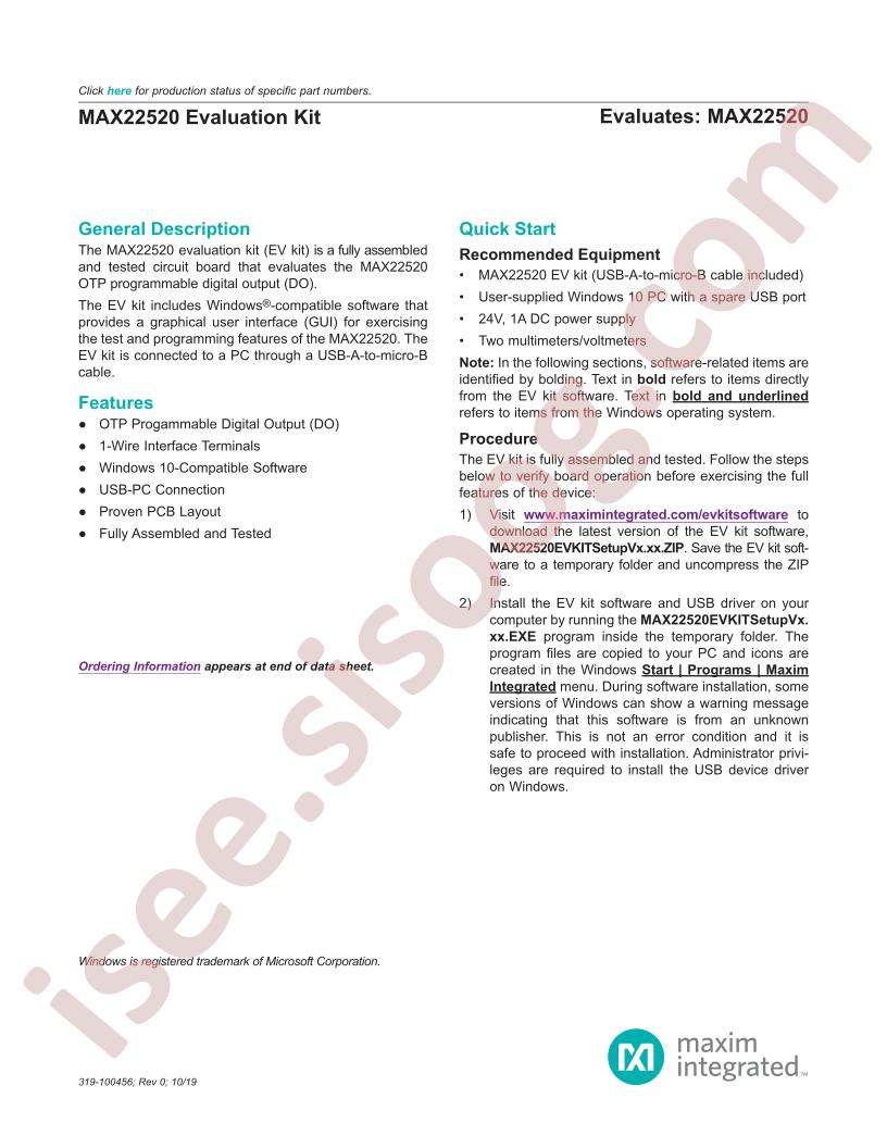 MAX22520 Evaluation Kit
