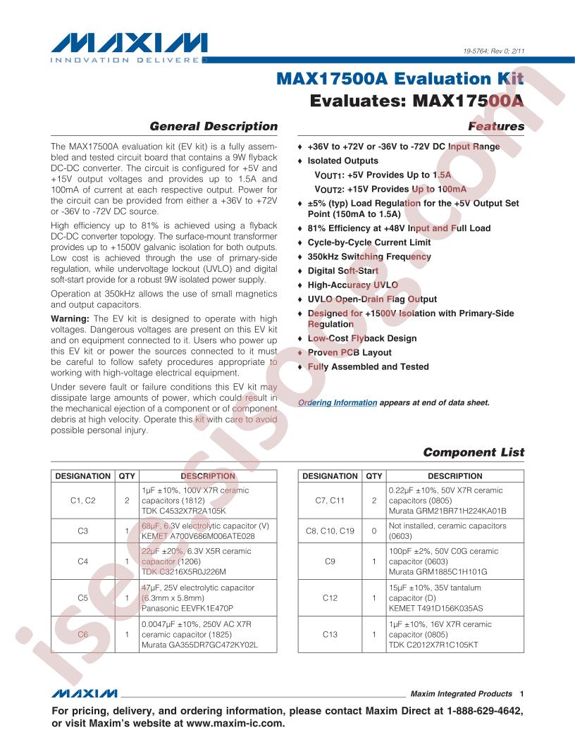 MAX17500A Eval Kit