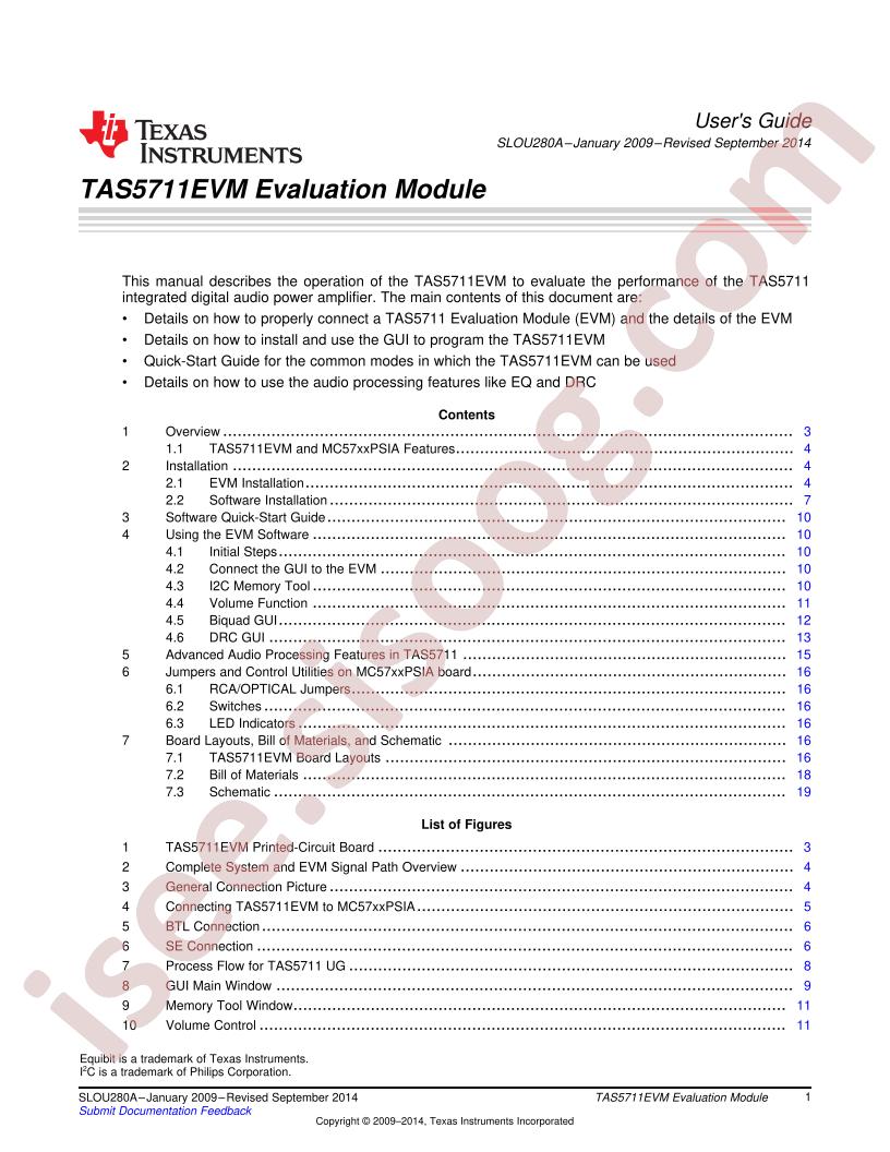 TAS5711 Evaluation Module User Guide