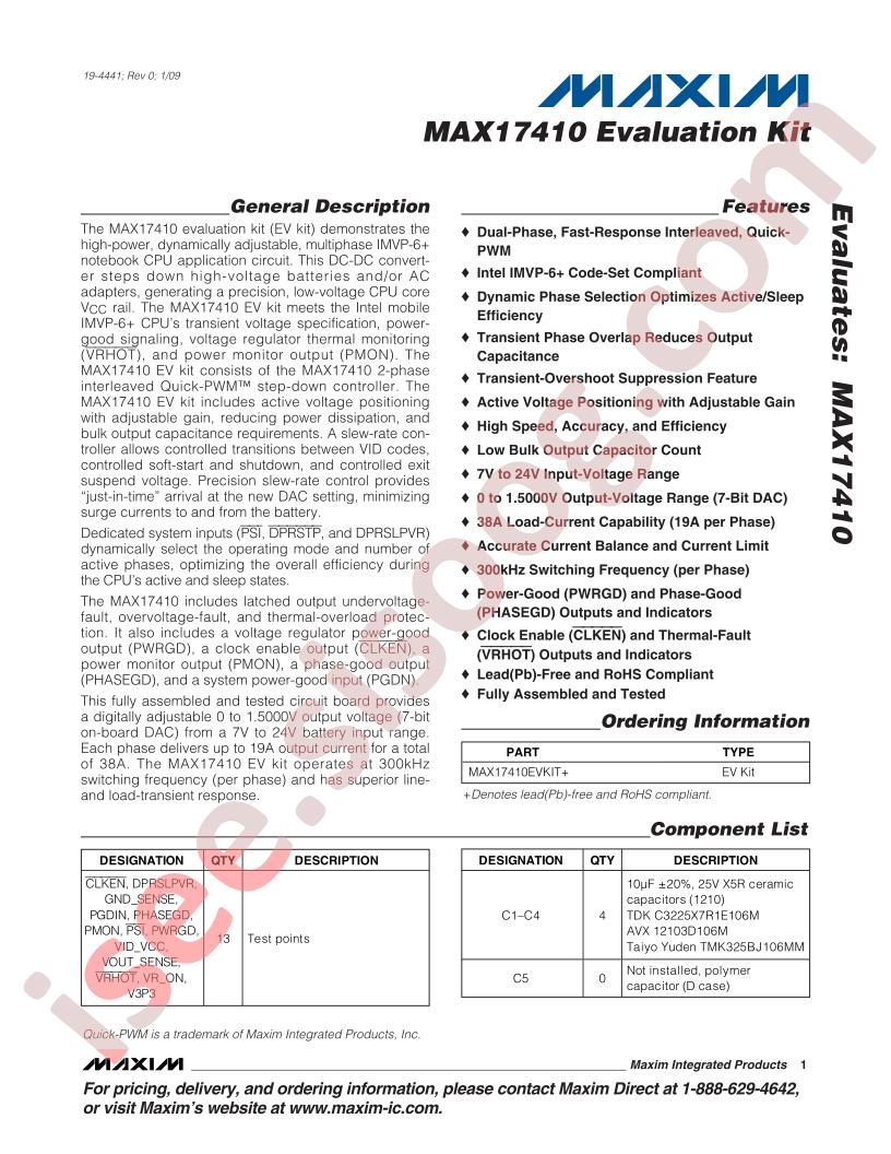 MAX17410EVKIT Datasheet