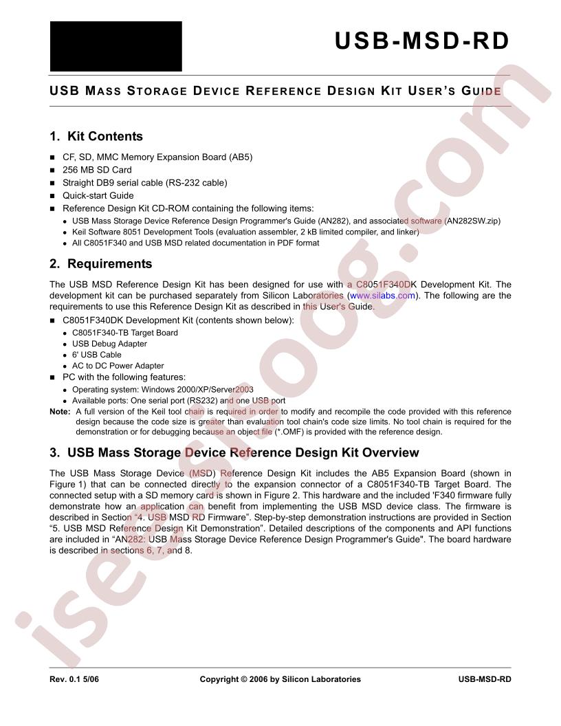 USB-MSD-RD Kit Guide