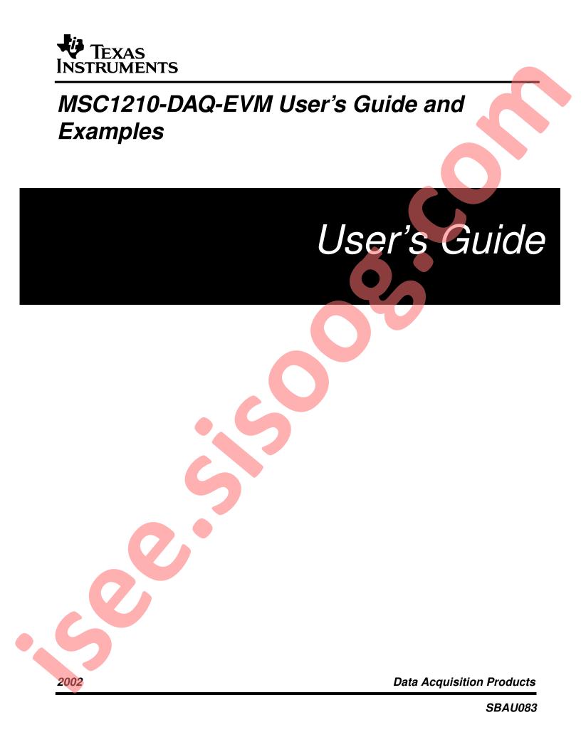 MSC1210-DAQ-EVM Guide