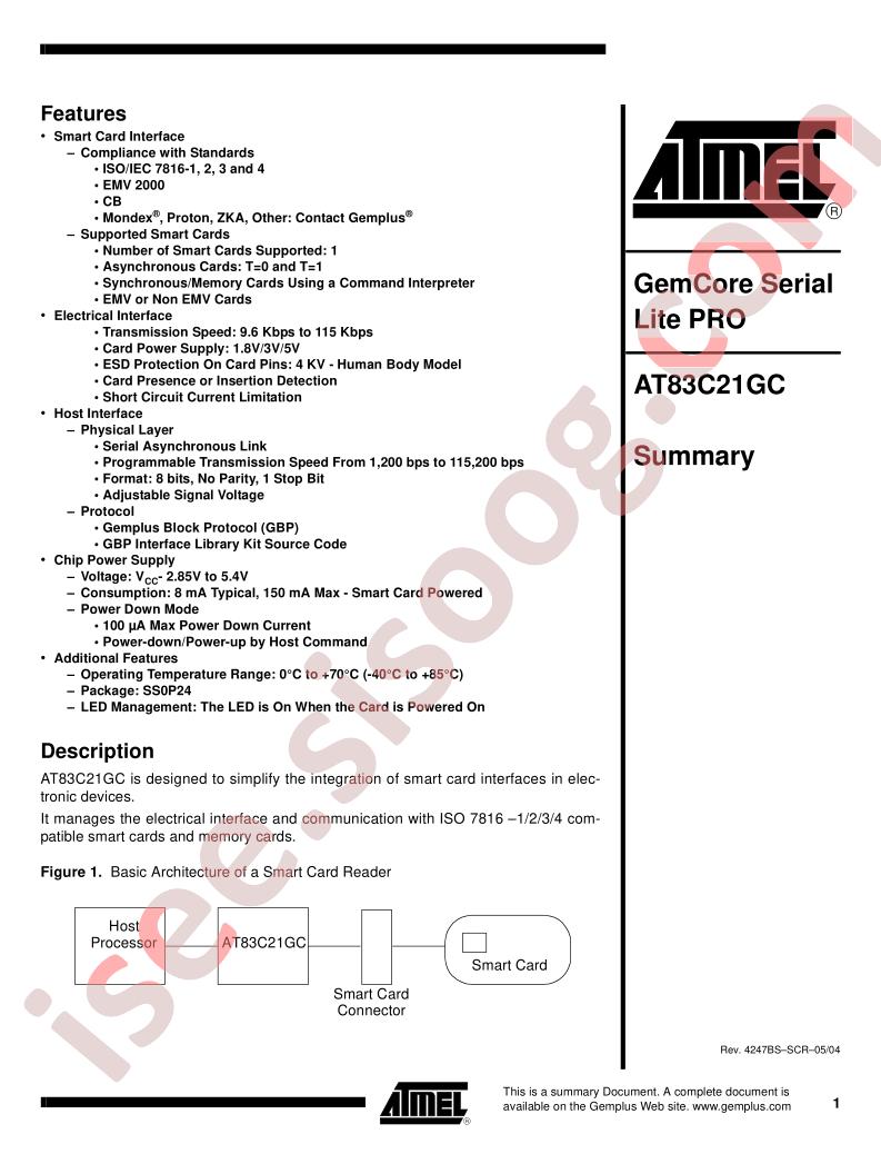 AT83C21GC Summary