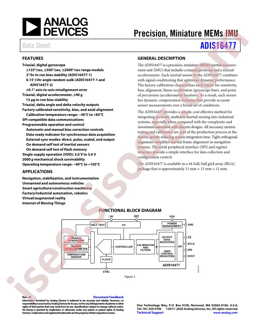 ADIS16477 Datasheet