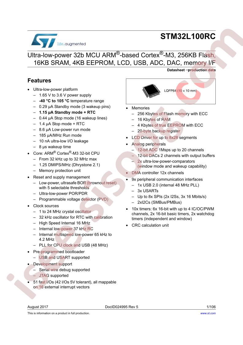 STM32L100RC Datasheet