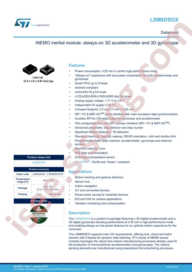 LSM6DSOX Datasheet