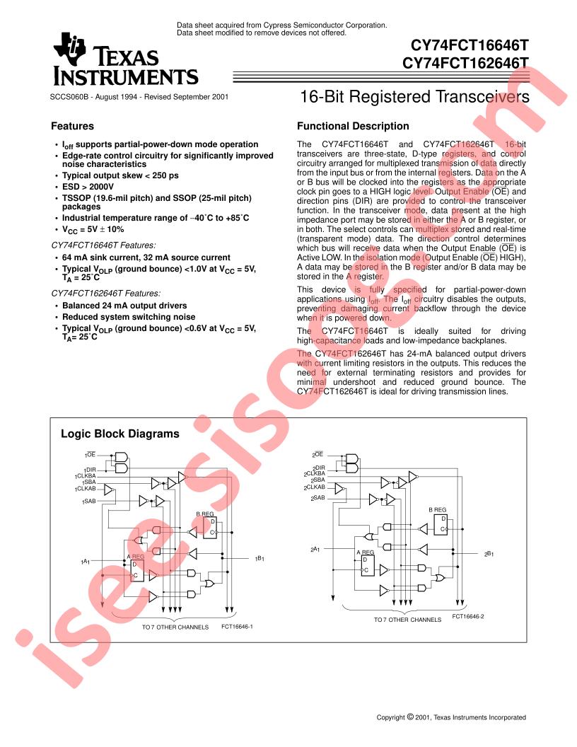 CY74FCT16(2)646T