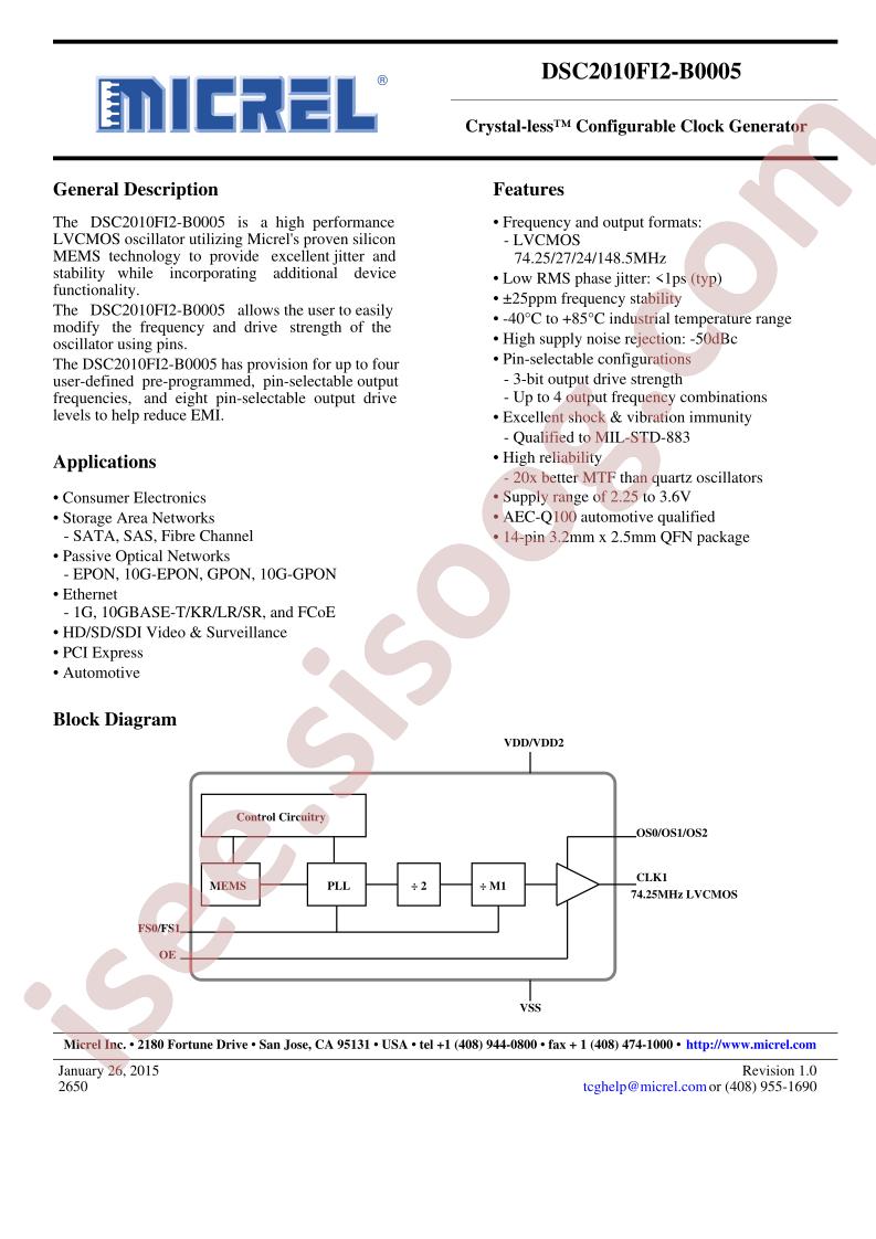 DSC2010FI2-B0005 Datasheet