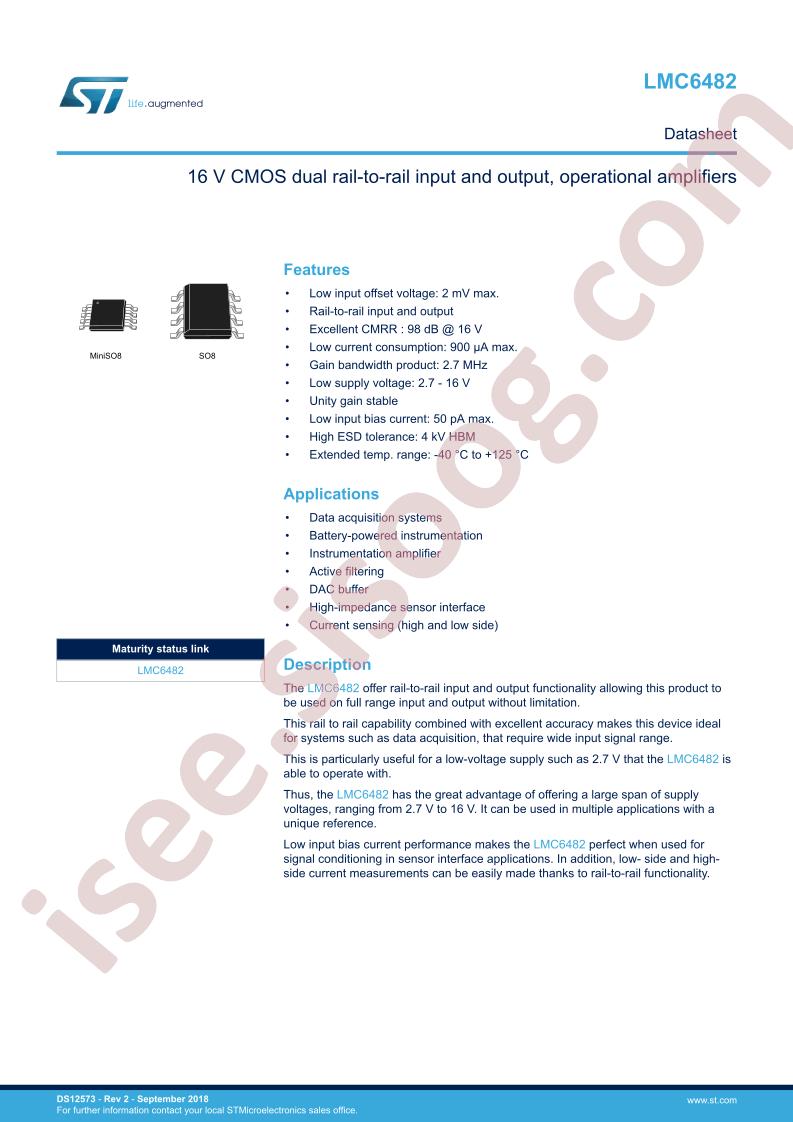 LMC6482 Datasheet