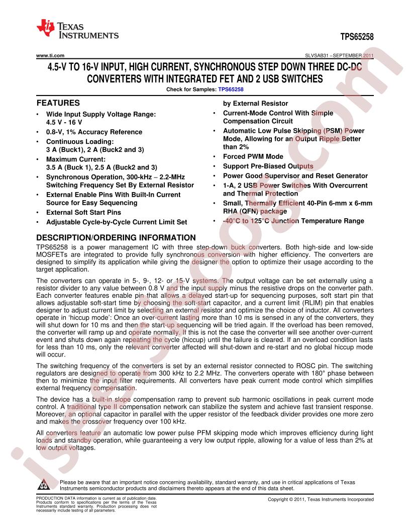 TPS65258 Datasheet