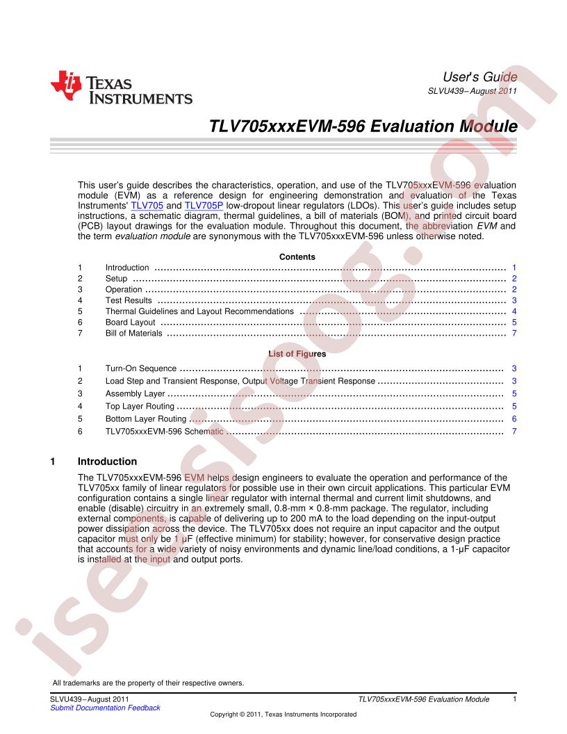 TLV705xxEVM-596 User Guide