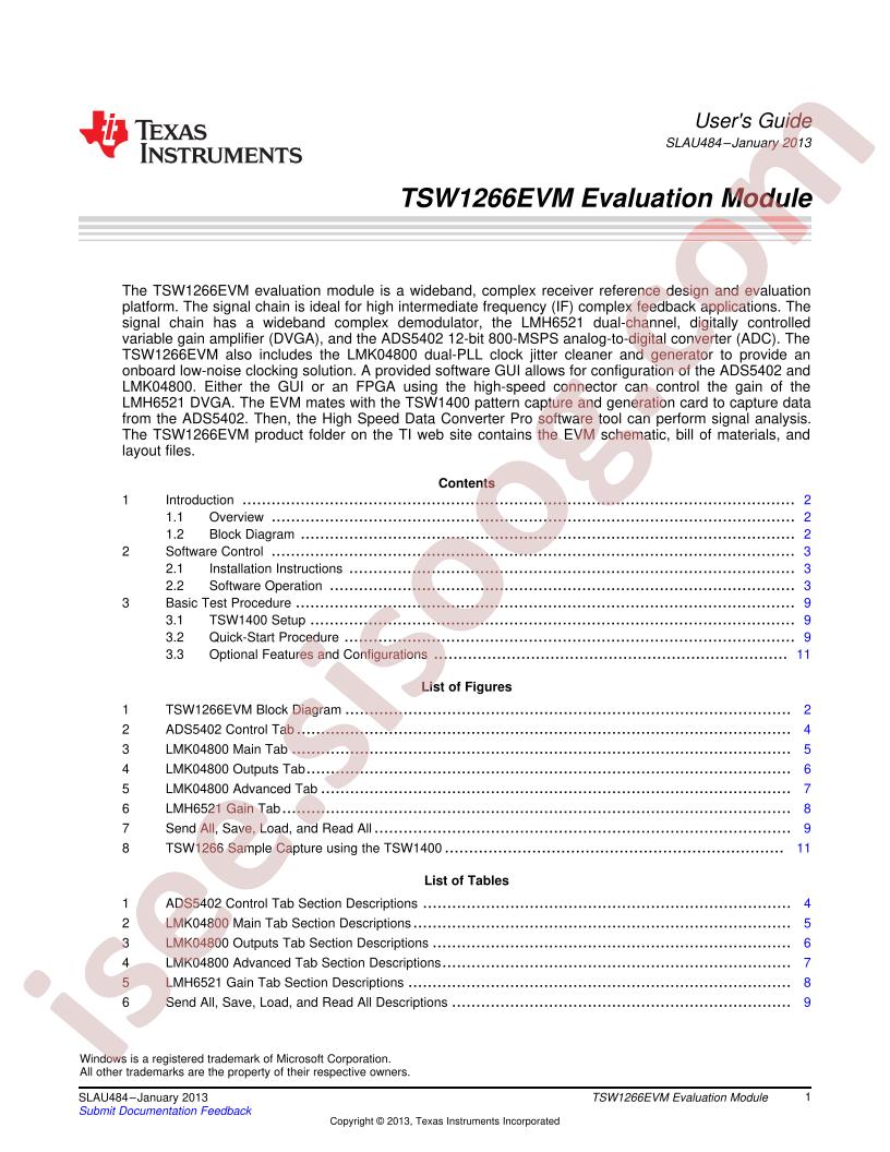 TSW1266EVM User Guide