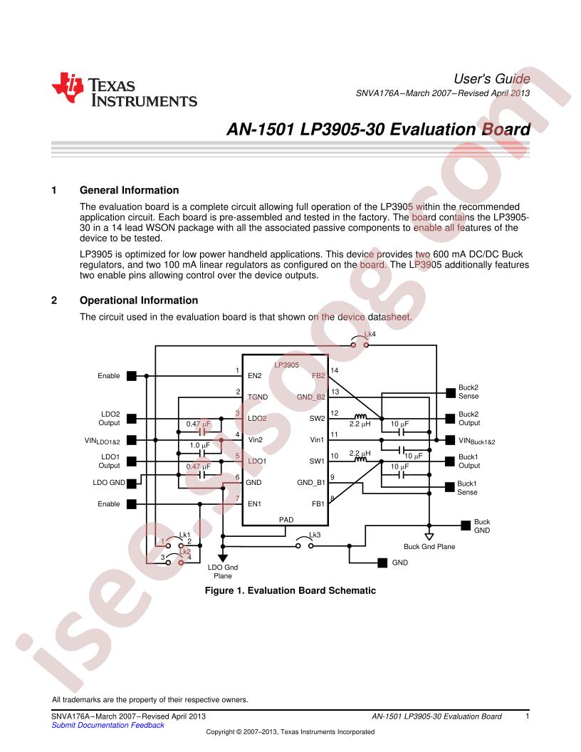 LP3905-30 Application Note (AN-1501)