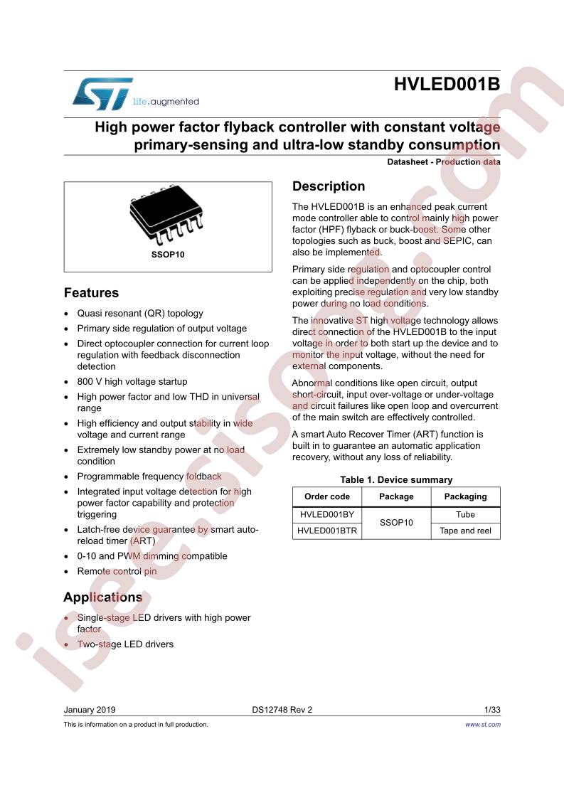 HVLED001B Datasheet