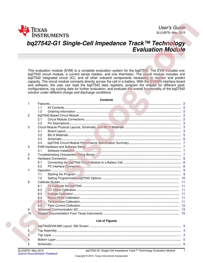 BQ27542EVM User Guide