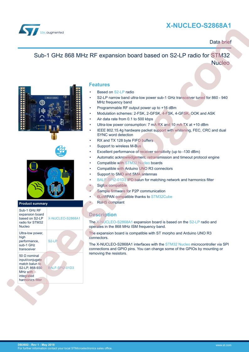 X-NUCLEO-S2868A1 Data Brief