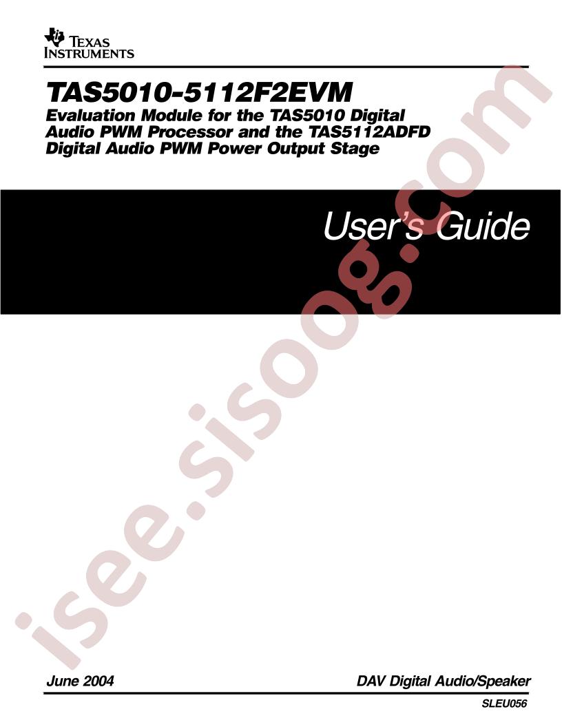 TAS5010-5112F2EVM User Guide
