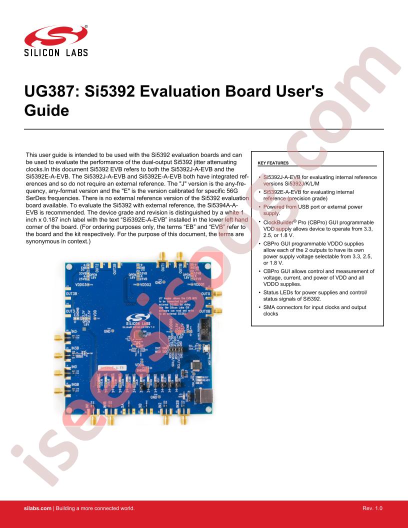 Si5392  Eval Board User Guide