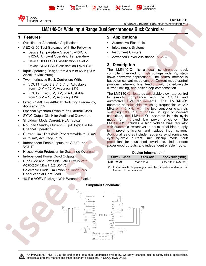 LM5140-Q1 Datasheet