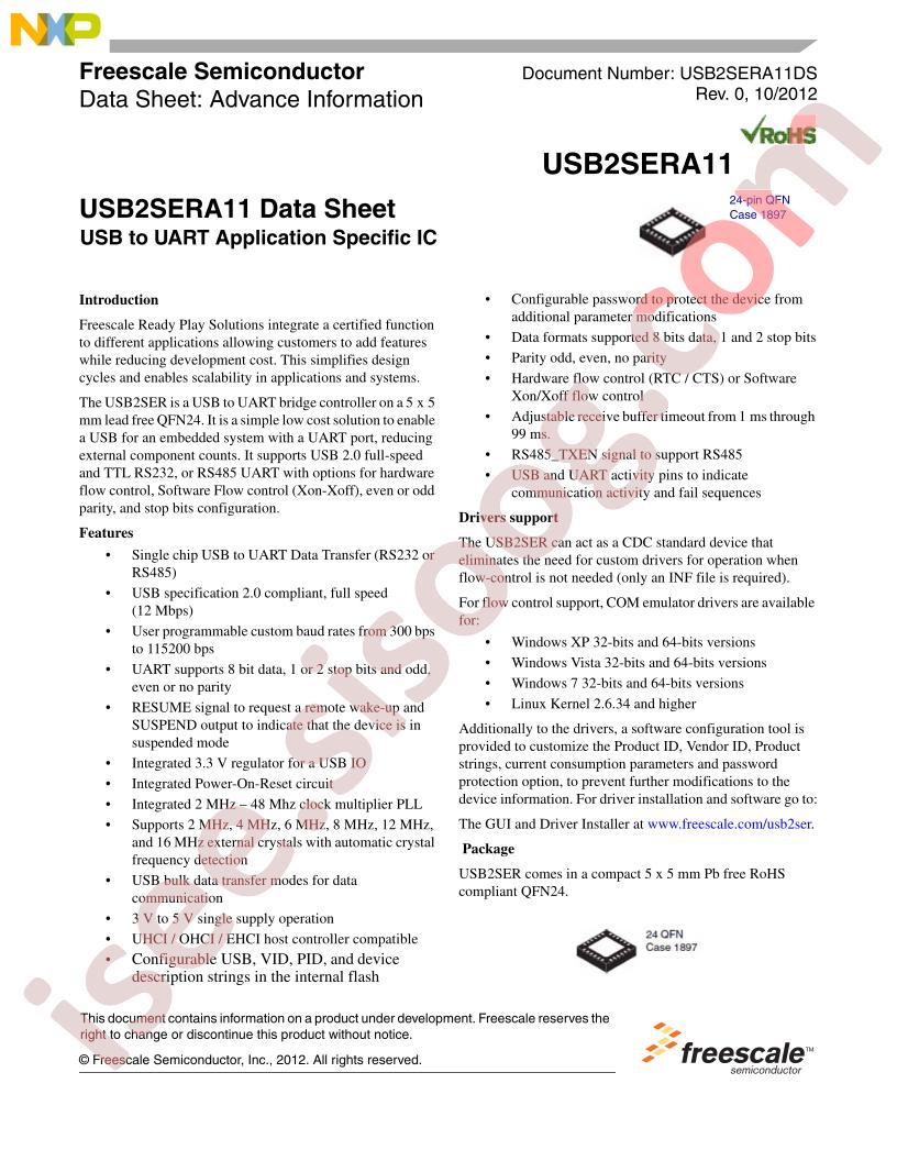 USB2SERA11 Datasheet