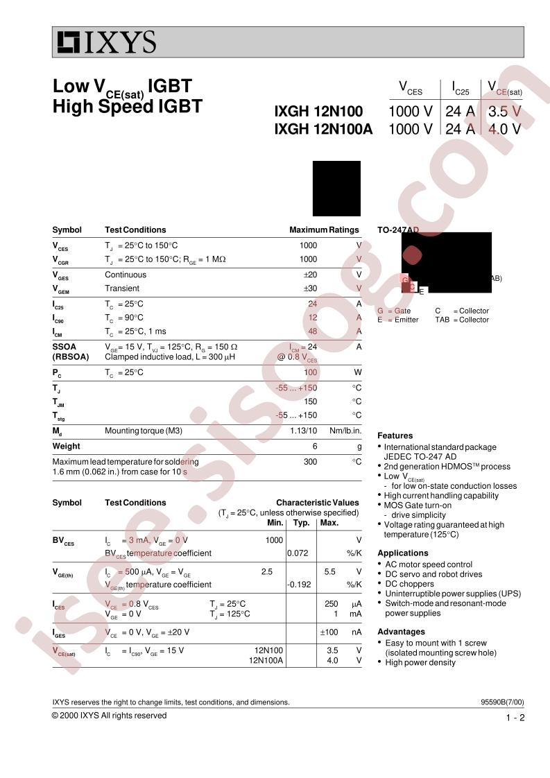 IXGH12N100(A)