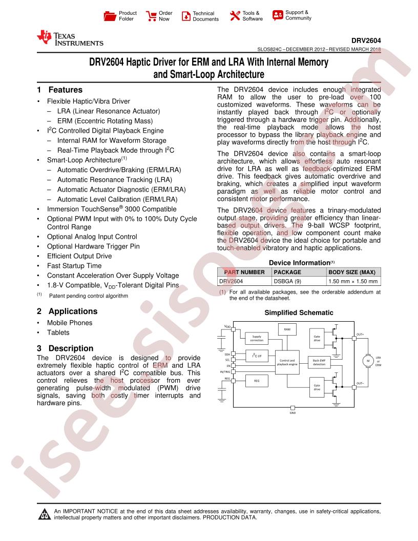 DRV2604 Datasheet