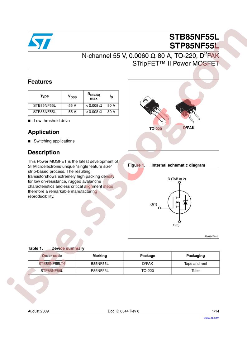 ST(B,P)85NF55L