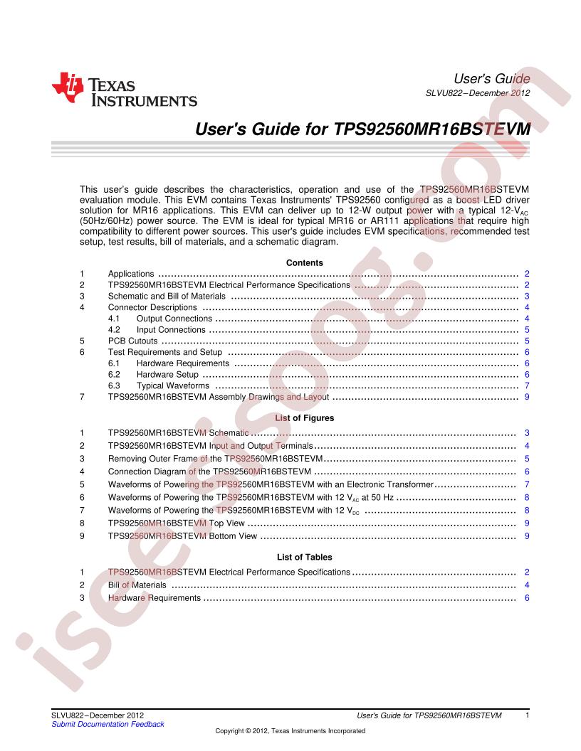 TPS92560MR16BSTEVM User Guide