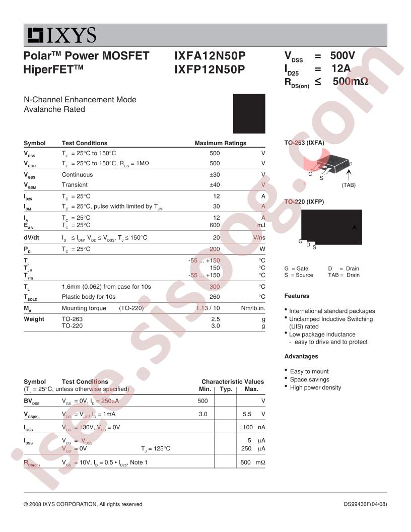 IXF(A,P)12N50P