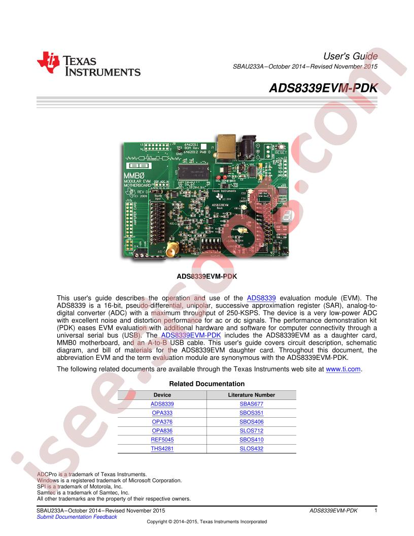 ADS8339EVM-PDK User Guide