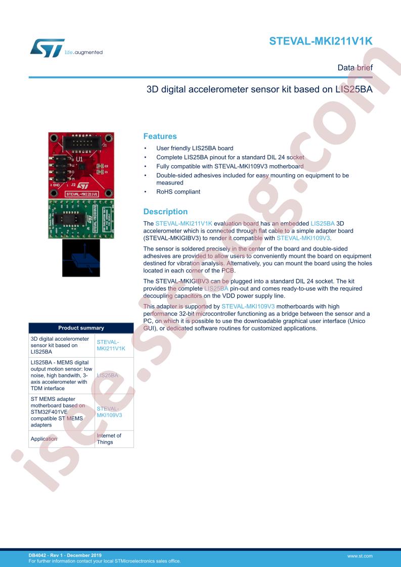 STEVAL-MKI211V1K Data Brief
